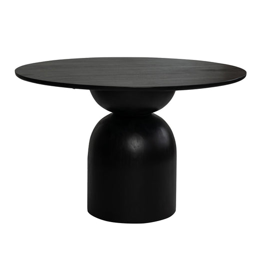 Cora Round Solid Mango Wood Dining Table in Black (2 Sizes)