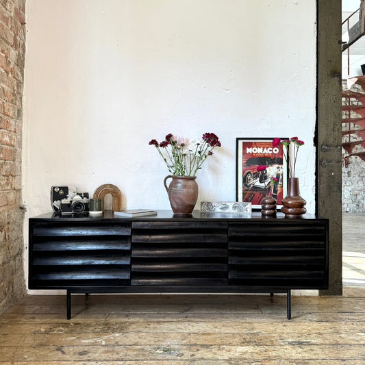 Daria Solid Mango Wood TV Stand Black