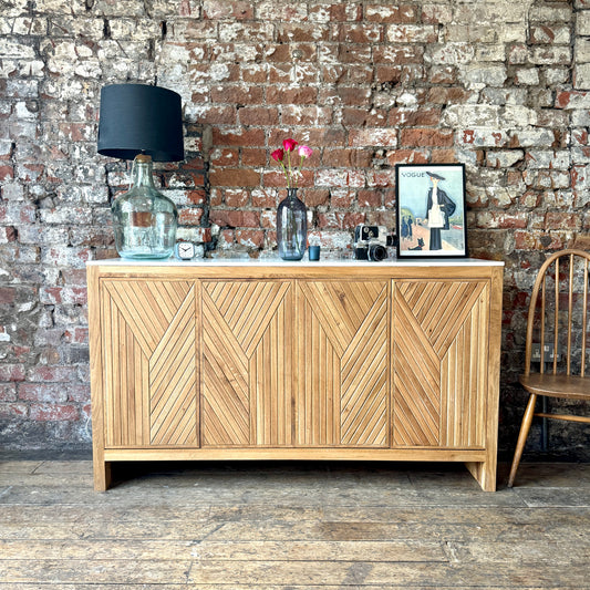 Eliana Solid Oak & Marble 4 Door Sideboard