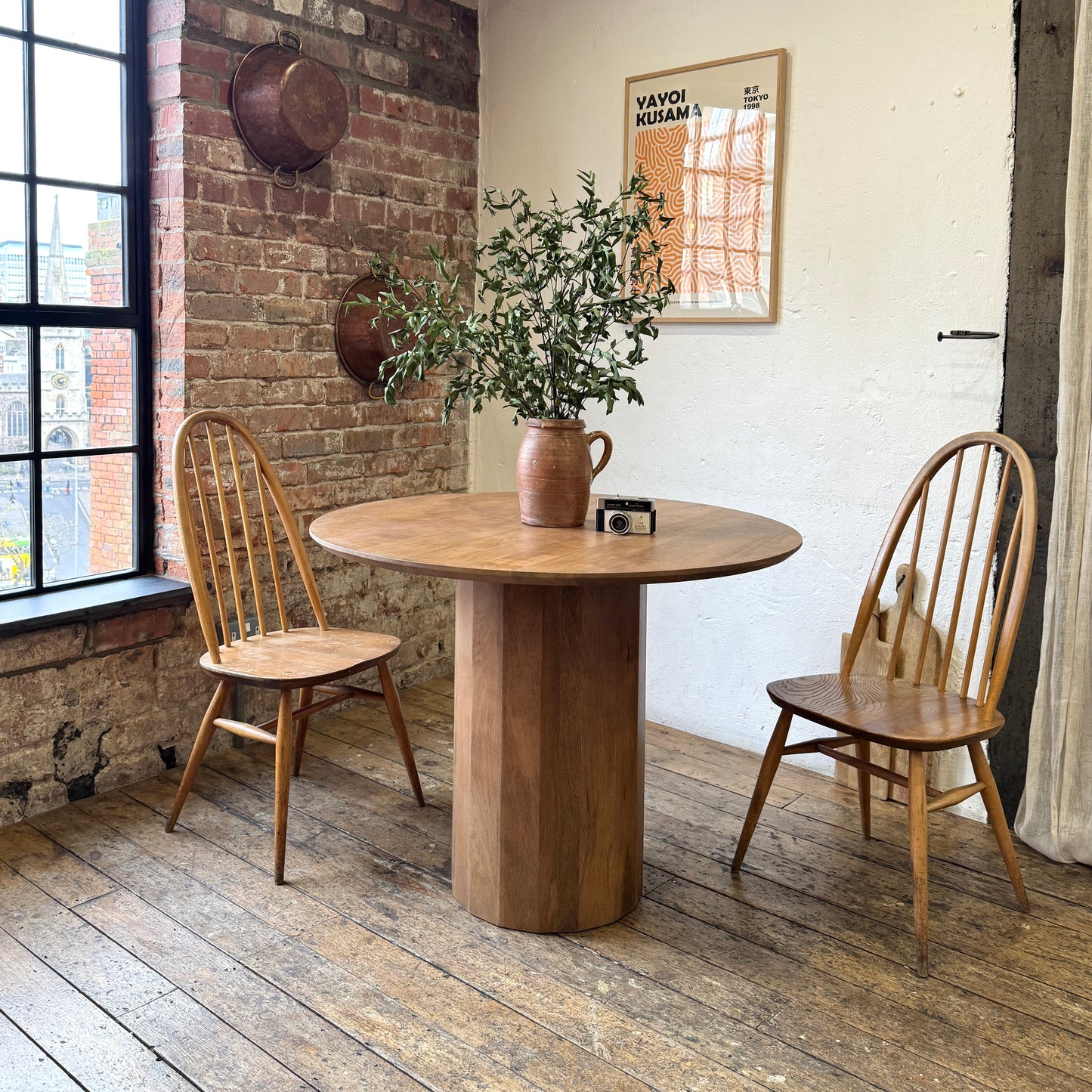 Flora Round Solid Mango Wood Dining Table in Hazel (2 Sizes)