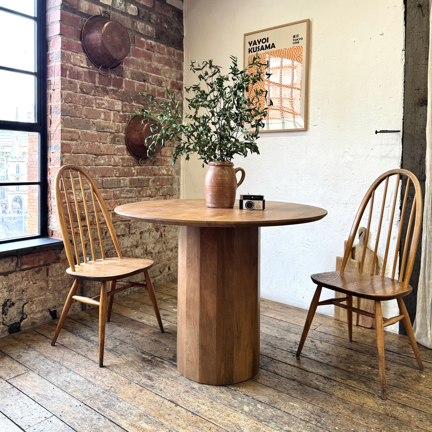 Flora Round Solid Mango Wood Dining Table in Hazel (2 Sizes)