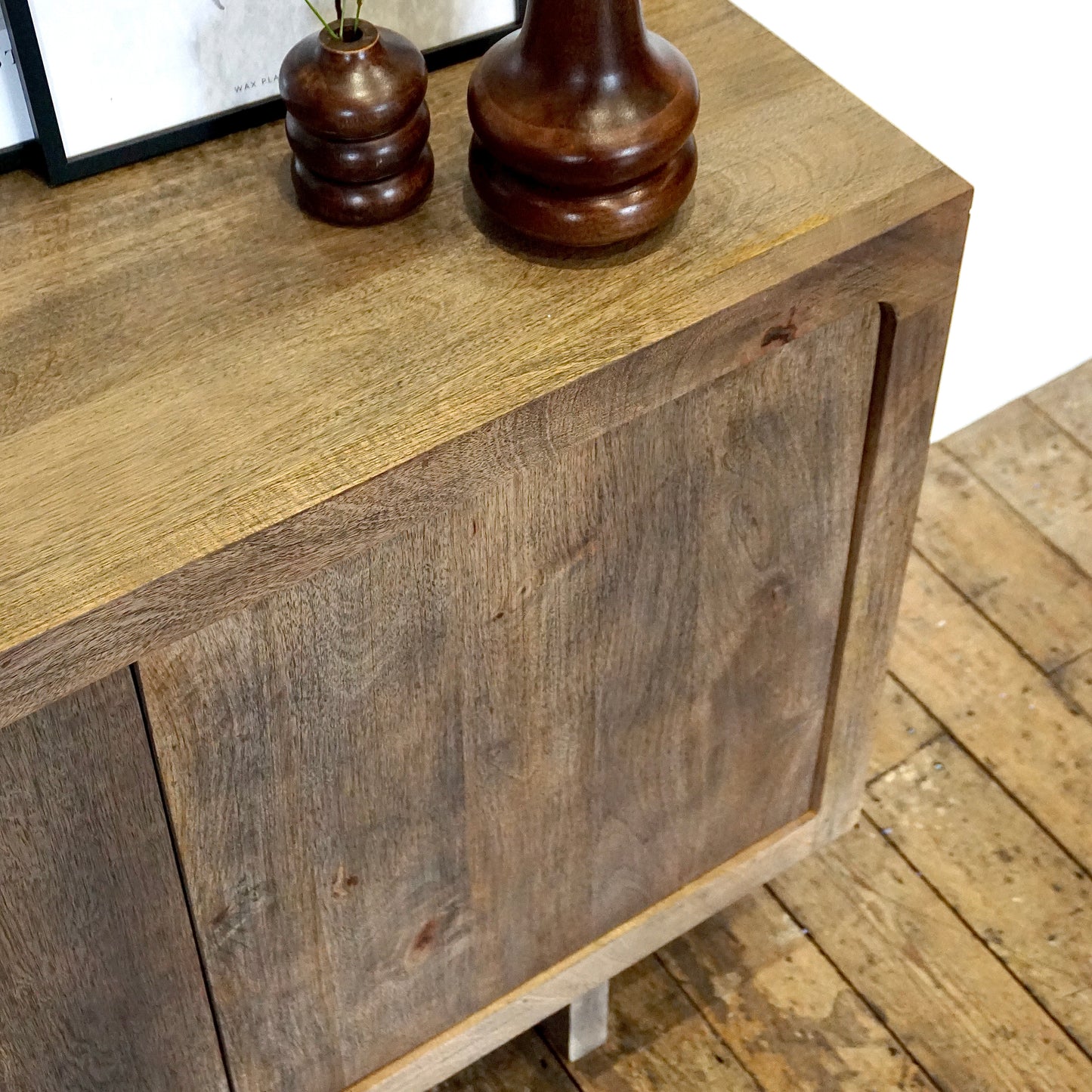 Livia Solid Mango Wood 3 Door Sideboard in Walnut