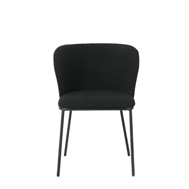 Mila Dining Chairs in Black Boucle (2pk)