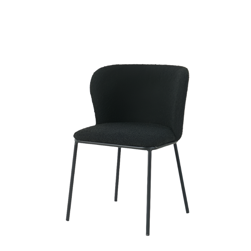 Mila Dining Chairs in Black Boucle (2pk)