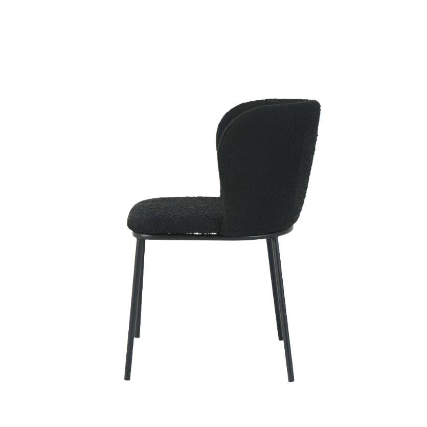 Mila Dining Chairs in Black Boucle (2pk)