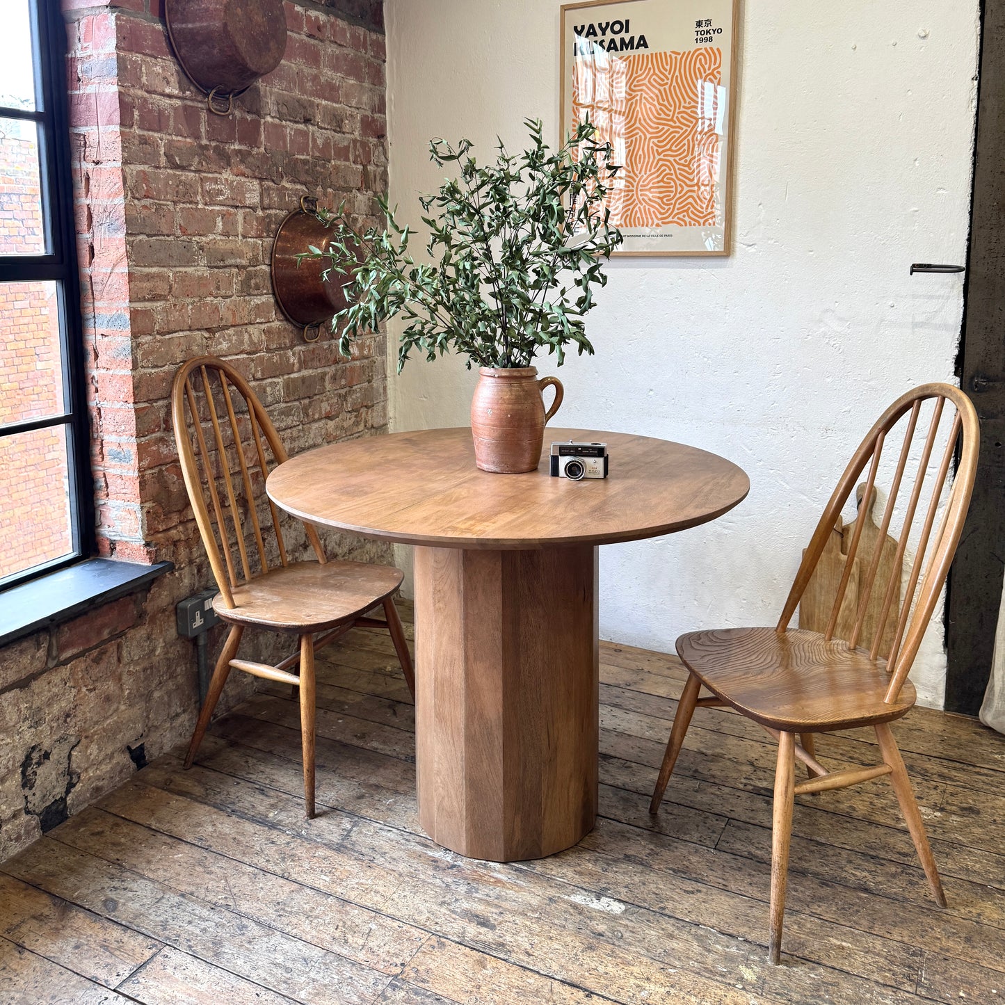 Flora Round Solid Mango Wood Dining Table in Hazel (2 Sizes)