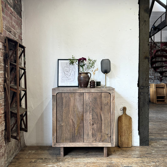 Livia Solid Mango Wood 2 Door Sideboard in Walnut