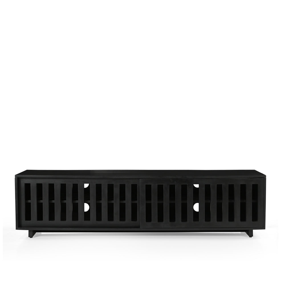 Caleb Solid Mango Wood Small TV Unit in Black