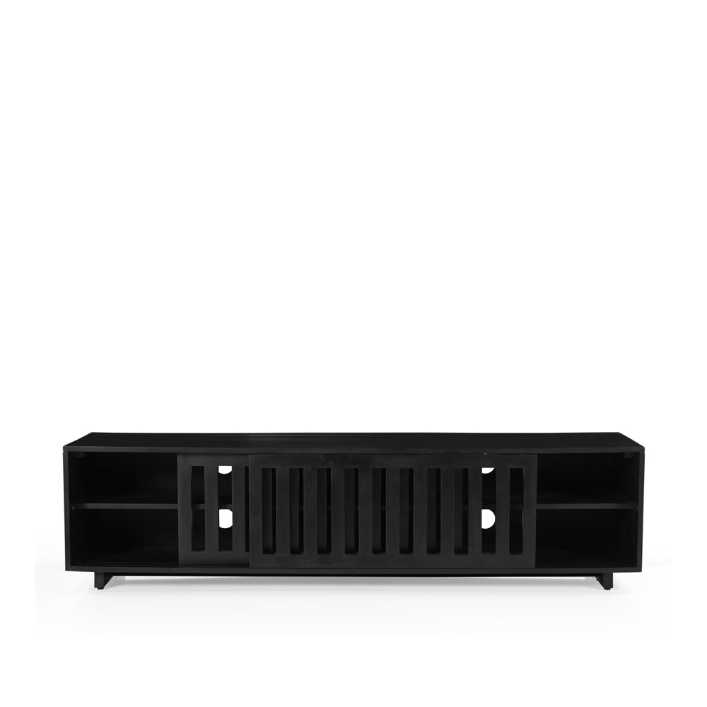 Caleb Solid Mango Wood Small TV Unit in Black