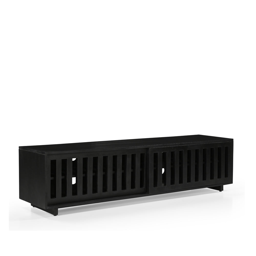 Caleb Solid Mango Wood Small TV Unit in Black