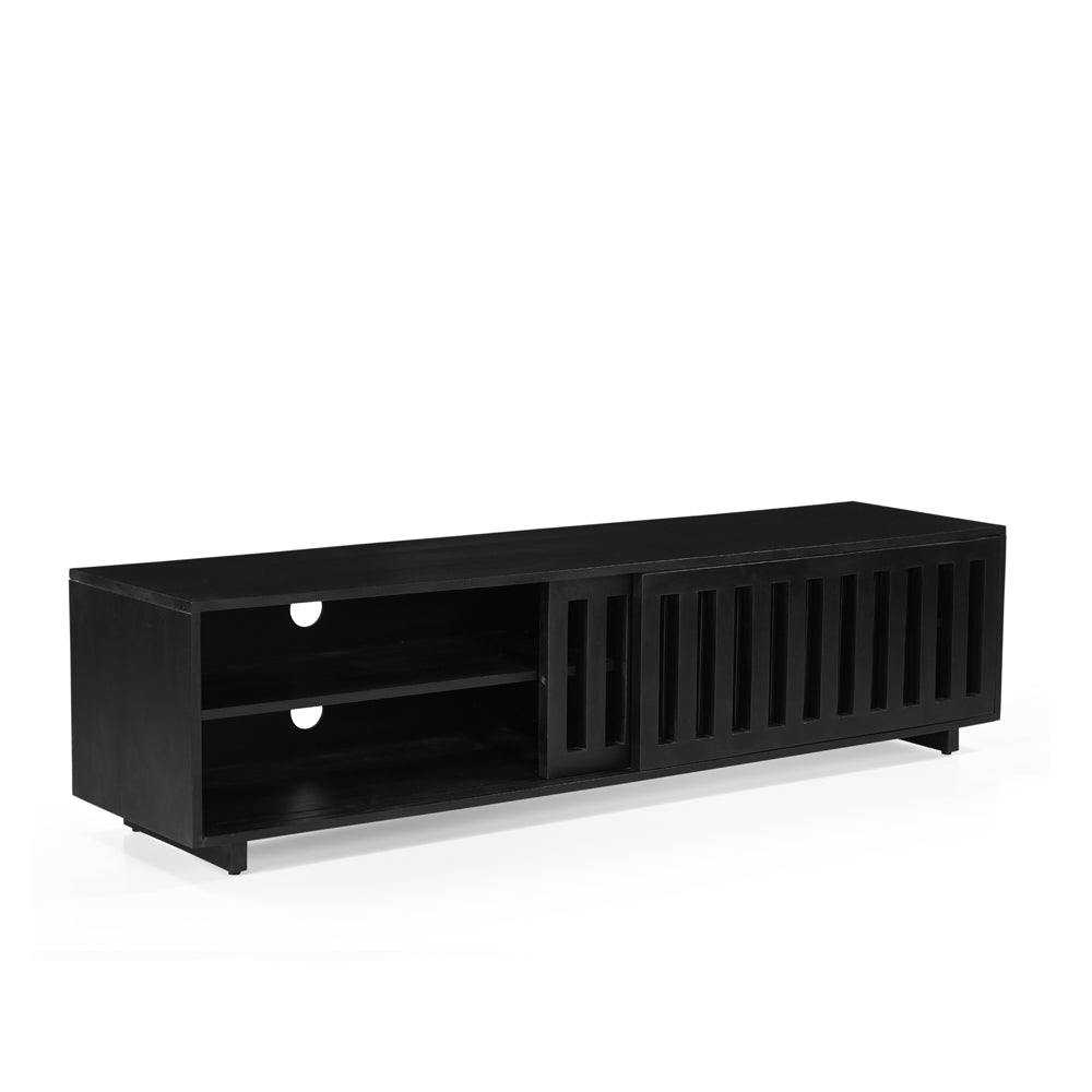 Caleb Solid Mango Wood Small TV Unit in Black