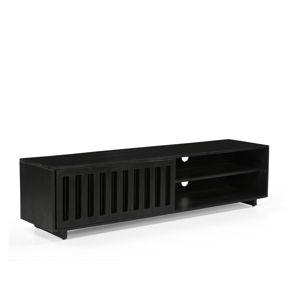 Caleb Solid Mango Wood Small TV Unit in Black