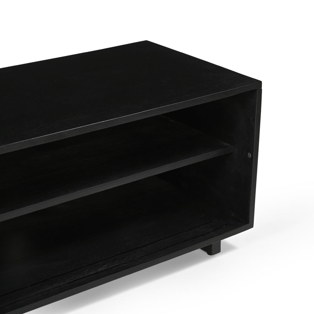 Caleb Solid Mango Wood Small TV Unit in Black