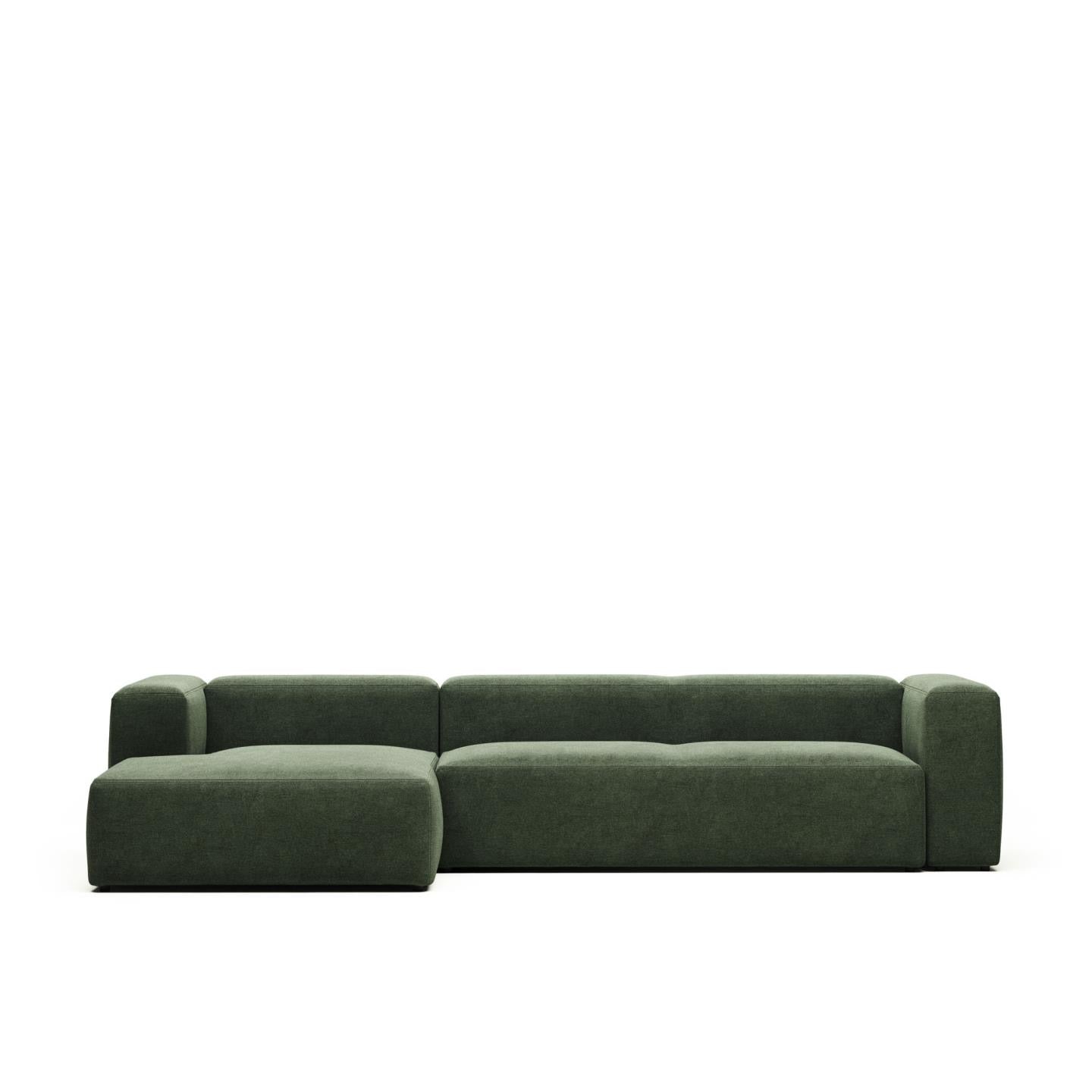 Lund 4 Seater Sofa with Left Side Chaise - Green