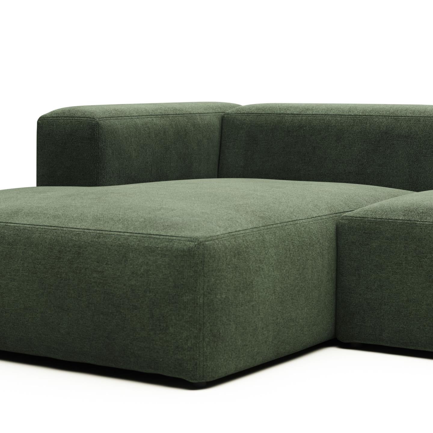 Lund 4 Seater Sofa with Left Side Chaise - Green