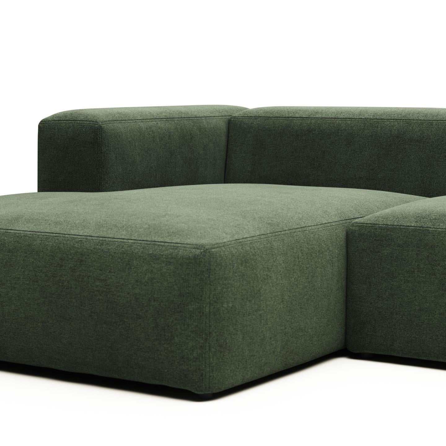 Lund 3 Seater Sofa with Left Side Chaise - Green