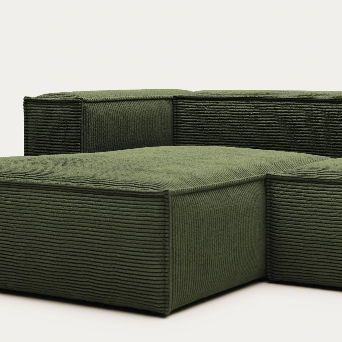Lund 4 Seater Sofa with Left Side Chaise - Green Corduroy