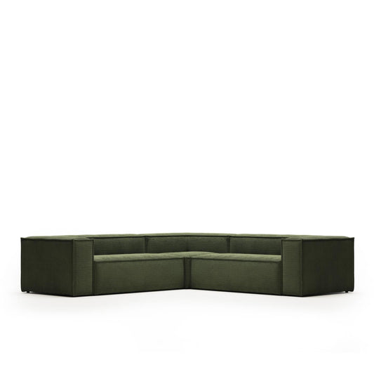 Lund 4 Seater Corner Sofa - Green Corduroy