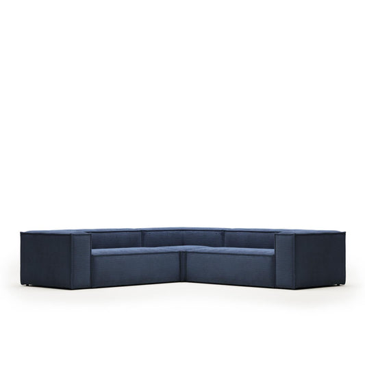 Lund 4 Seater Corner Sofa - Blue Corduroy